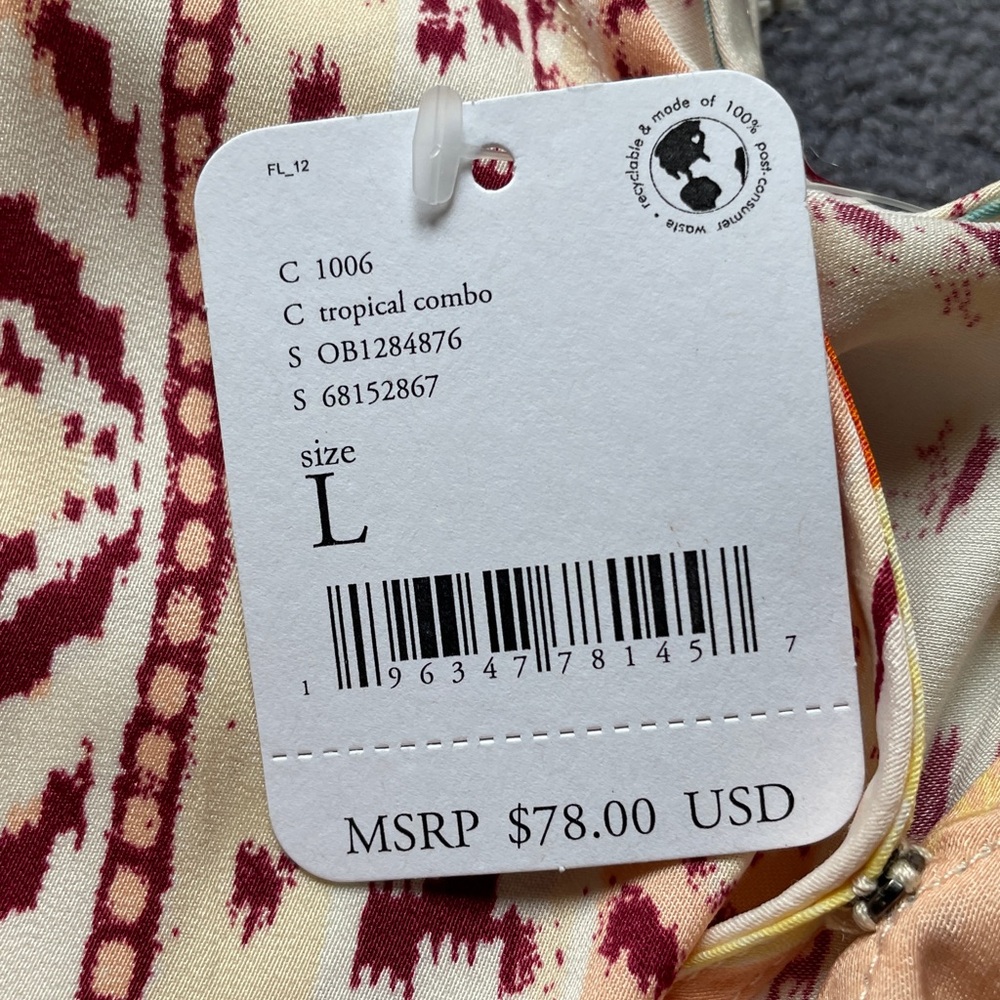 NWT Free People Tied To You Tie Shoulder Wrap Tank Top Tropical Combo Size Large - Picture 7 of 9